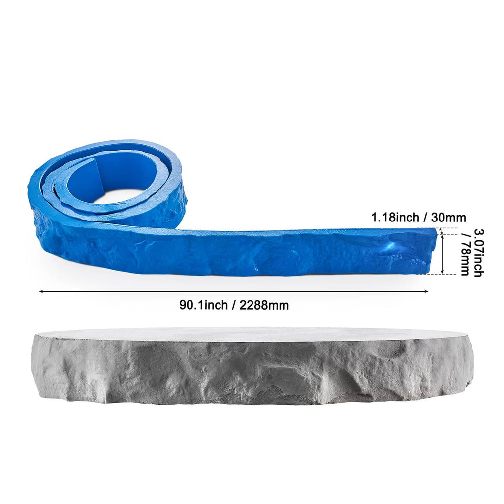 Rectangular polyurethane stamp strip roll with rough stone granite base and 90.1 in length