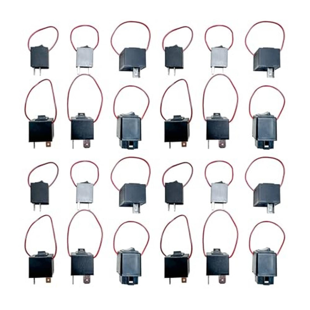 24-pack relay bypass switches, multiple black modules with red wire leads