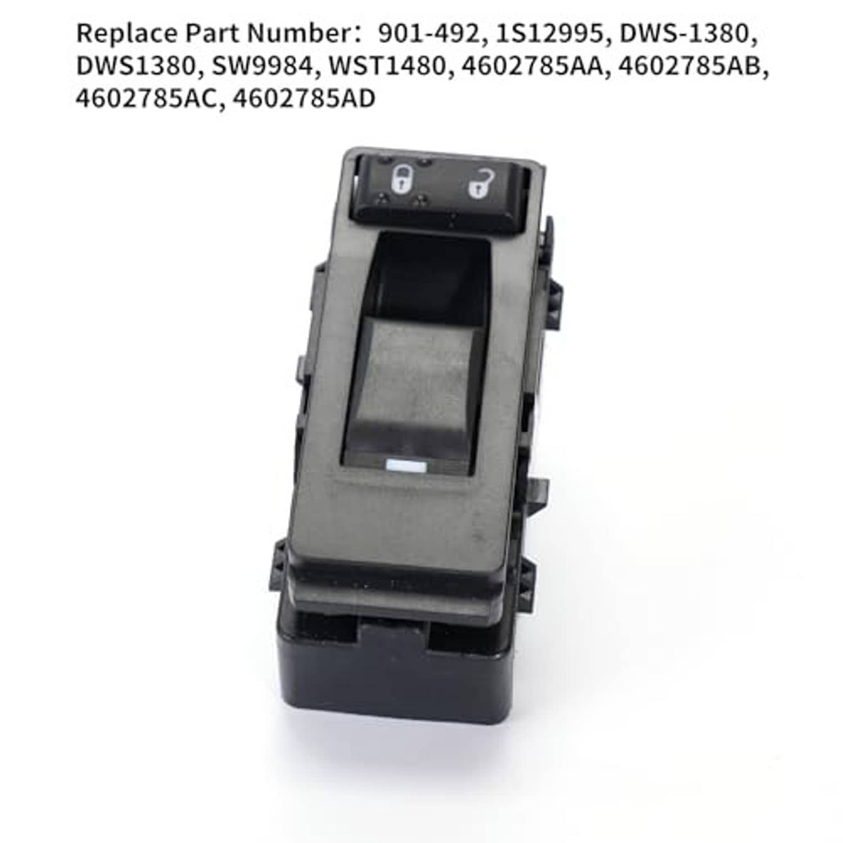 Power window switch module with black housing and window switch buttons