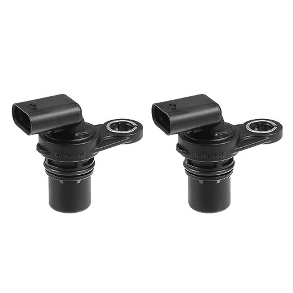 Black camshaft position sensor angled view with mounting loop and connector