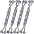 Galvanized steel jaw and turnbuckle set with loop ends, pack of 4