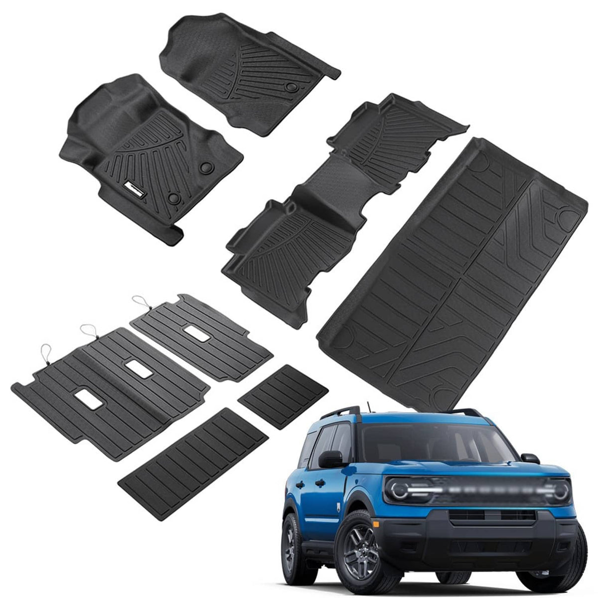 RivetOak For 21-26 Ford Bronco 4 Door Floor Mat Cargo Mat Trunk Liner Back Seat Full Set