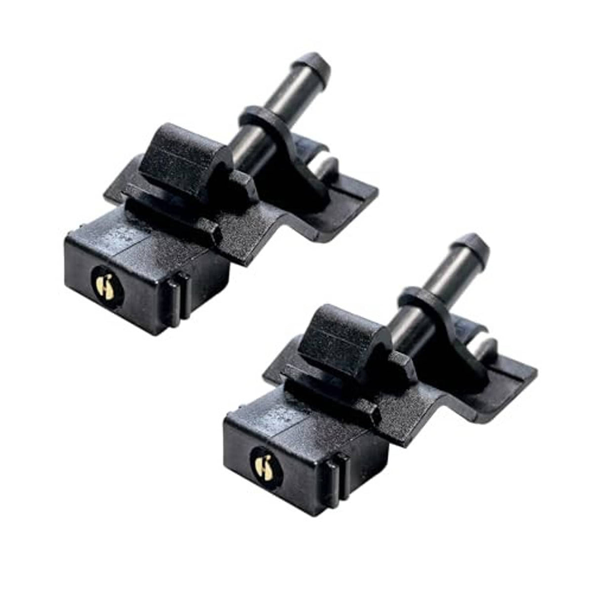 Washer nozzle kit close-up, two black assemblies with metal pin stems