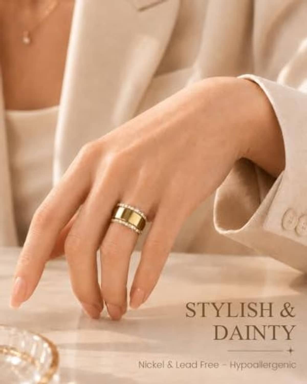 14K gold plated smart ring jacket on finger
