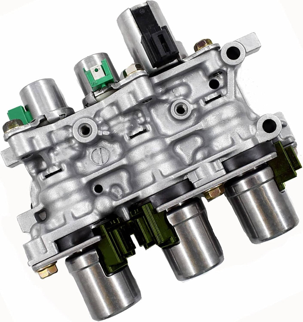 Transmission solenoid block assembly, silver metal body with green terminals and black module