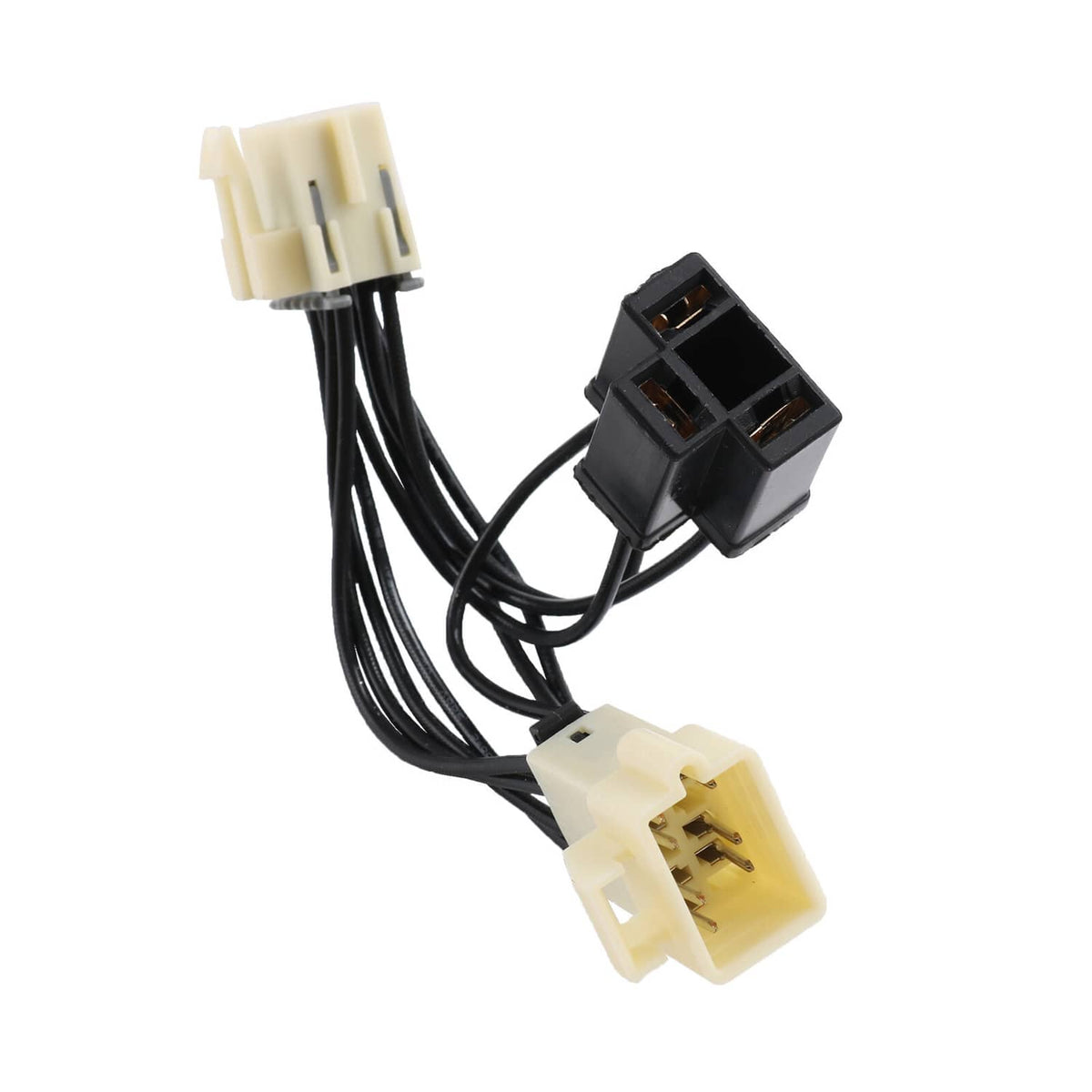 LED bypass wiring harness with black connectors and beige multi-pin plugs