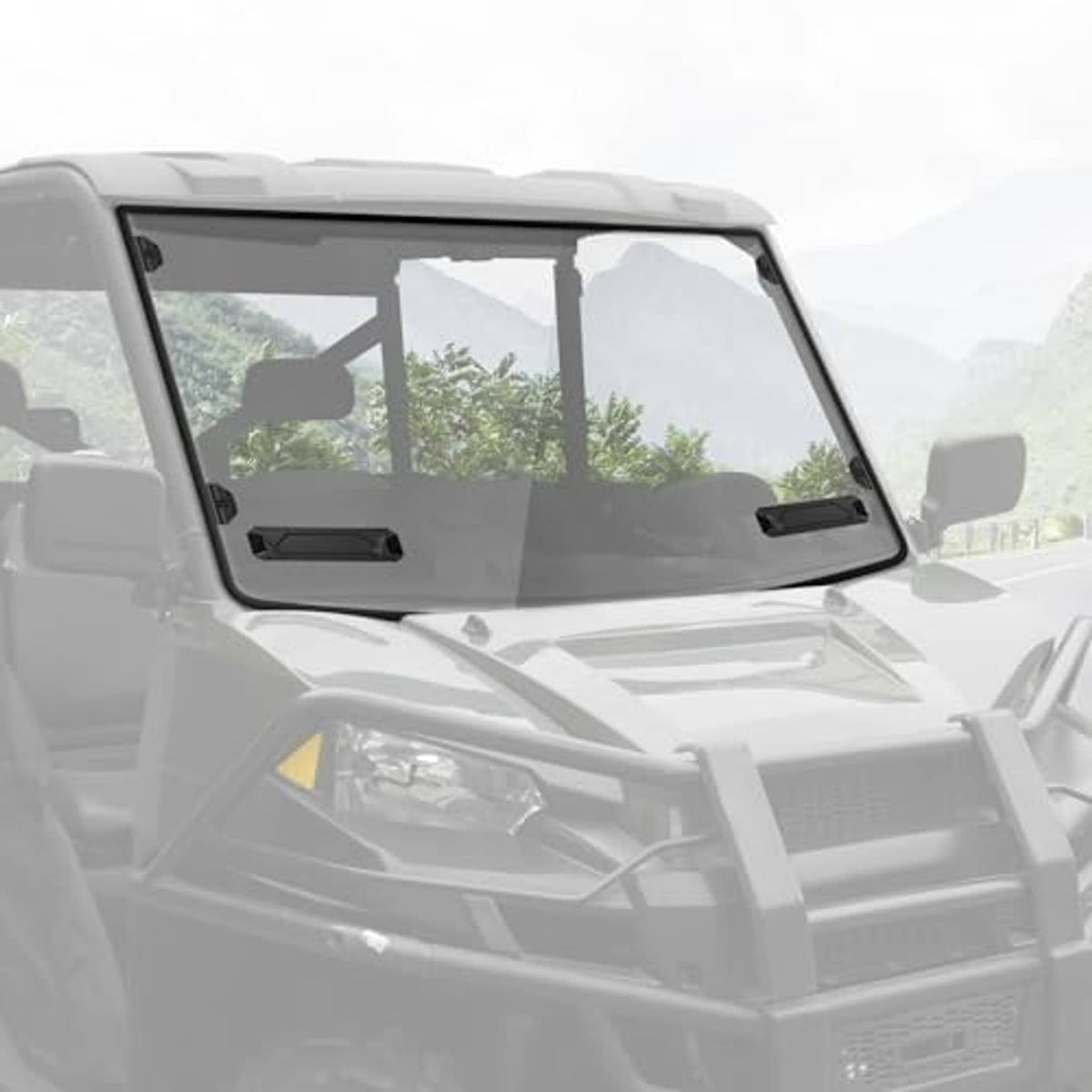 Front vented windshield for Polaris Ranger XP 1000, clear full windshield view