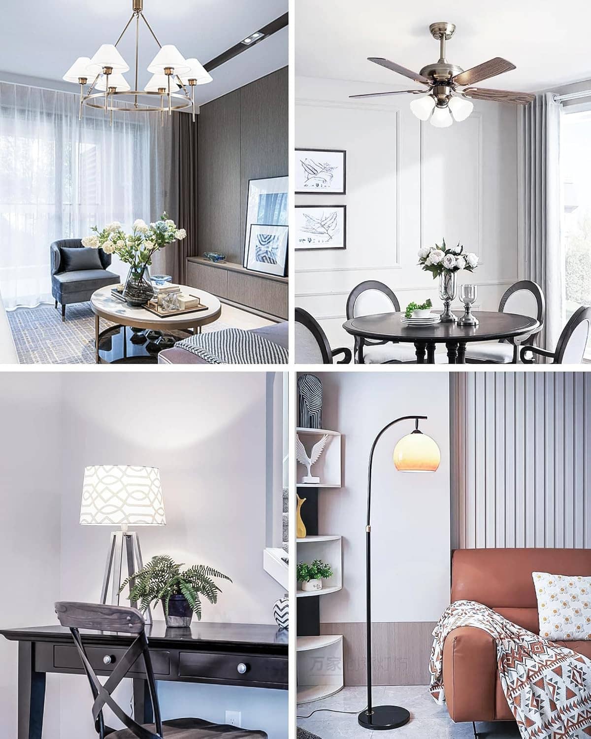 LED candelabra bulbs in ceiling light fixtures across a living room and dining area.