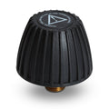 Ribbed black steam machine replacement cap with brass outlet fitting