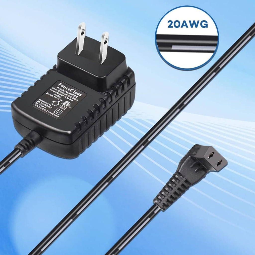 Black charger adapter with 20AWG cable and two connector plug ends