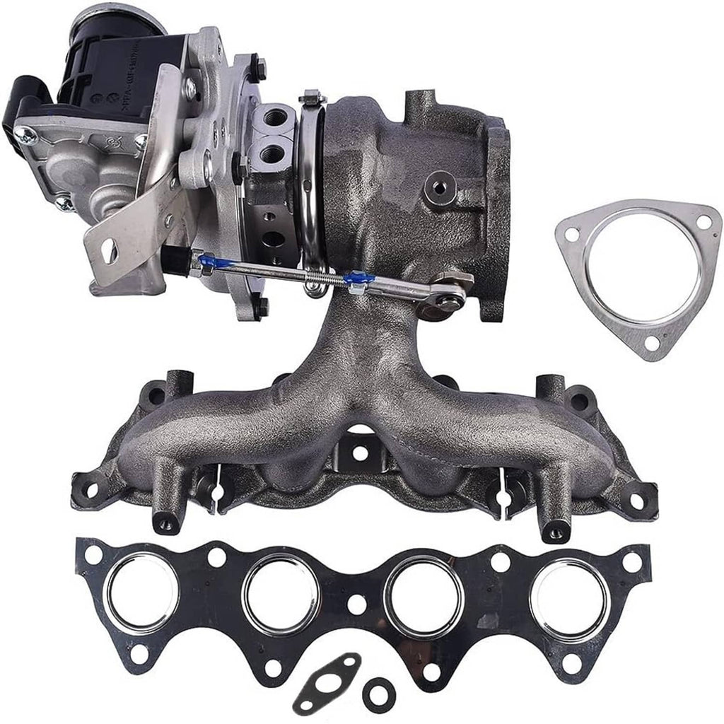Turbocharger assembly with gaskets and mounting hardware