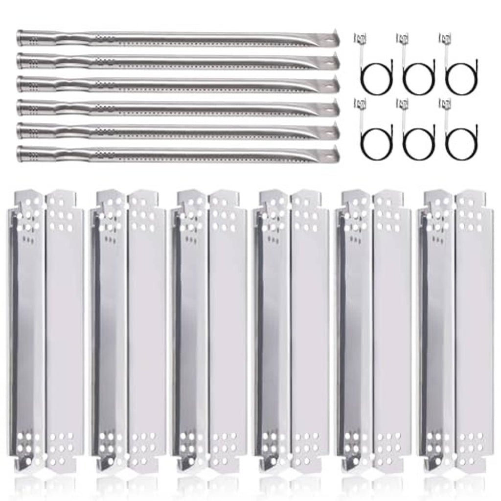 Stainless steel grill heat plate set, perforated with rectangular mounting brackets