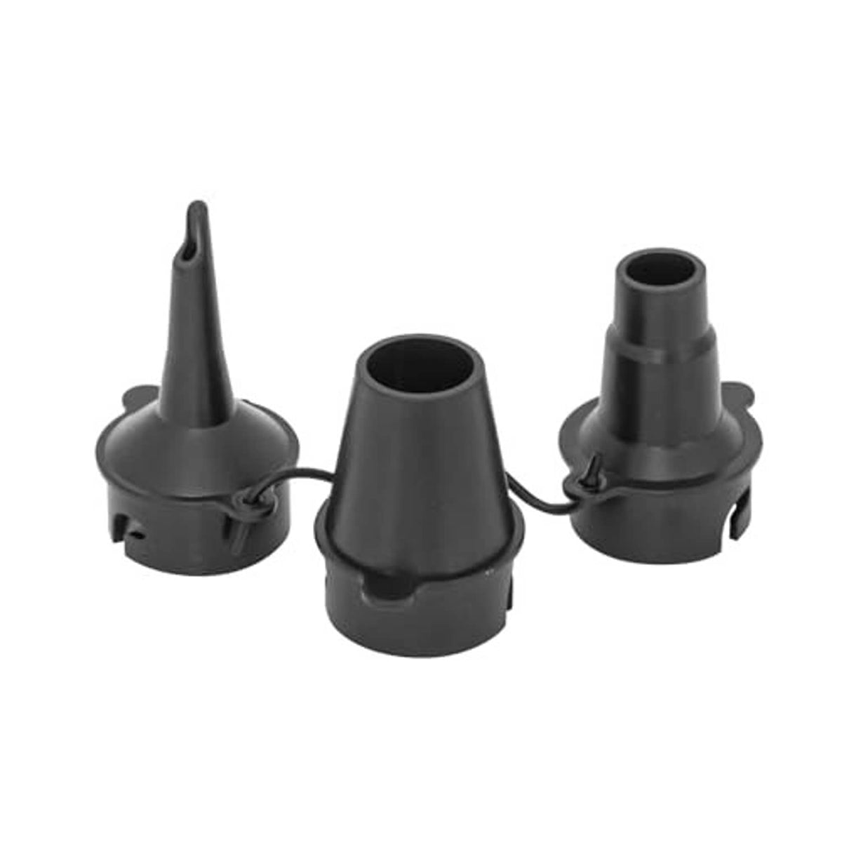 Three-piece black inflation nozzle set with different cone tips