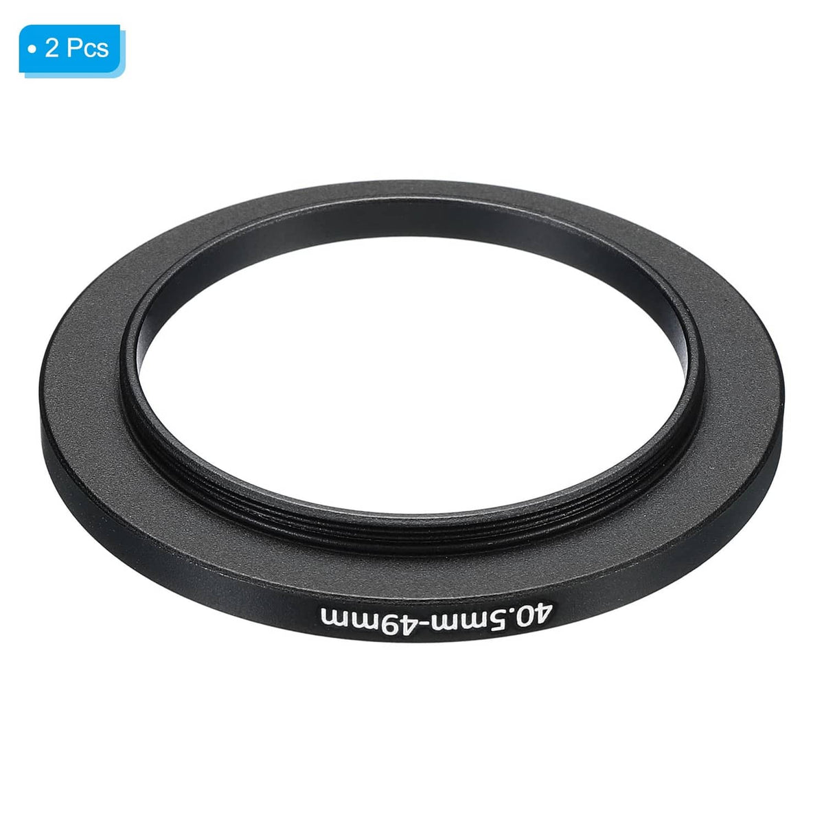 Matte black step-up ring, 40.5mm-49mm, 2 pcs, close-up front opening