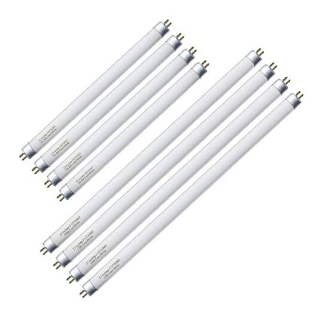 Set of white T5 fluorescent tubes with G5 bi-pin bases, multiple pieces