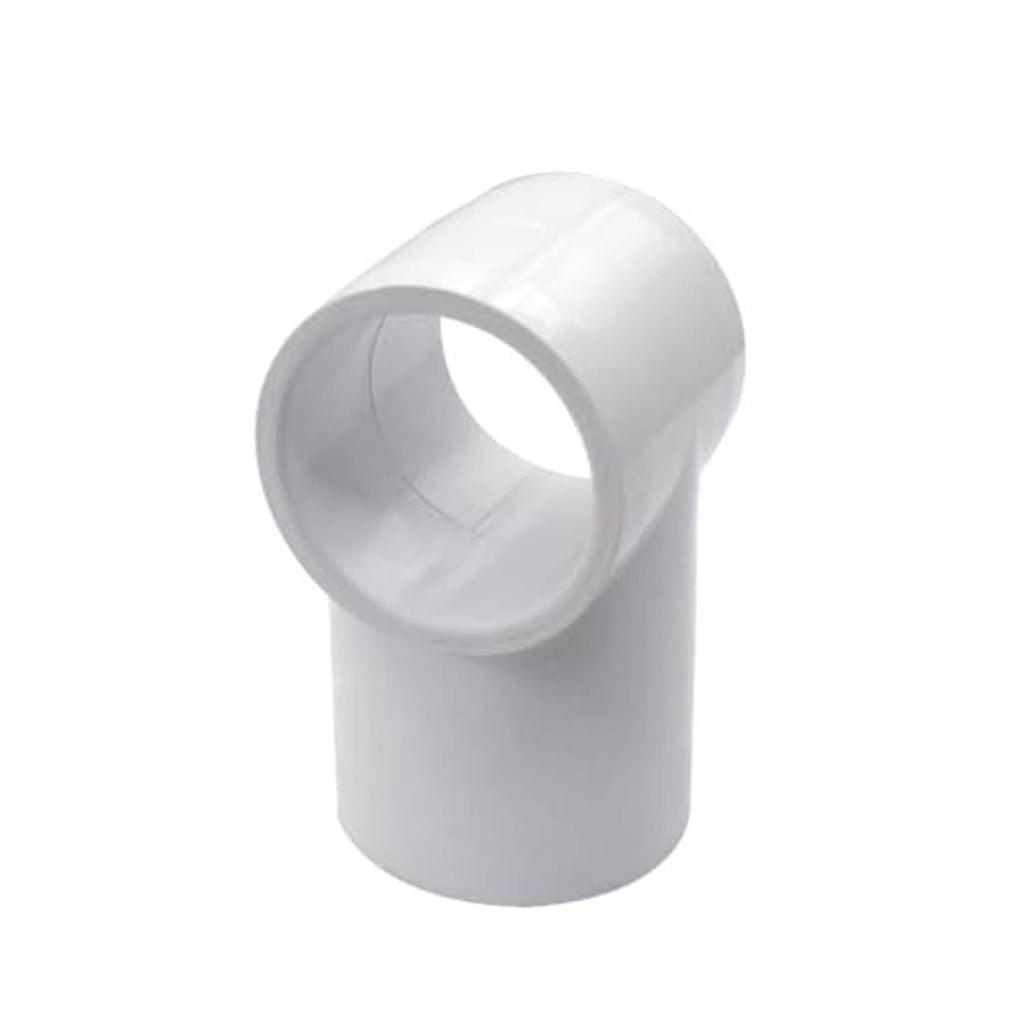 White PVC three-way slip tee fitting with smooth slip ends for pipe