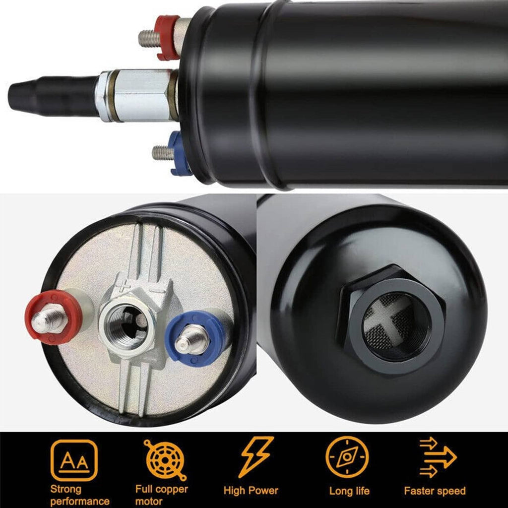 Black electric fuel pump with inlet assembly detail and round selector cover