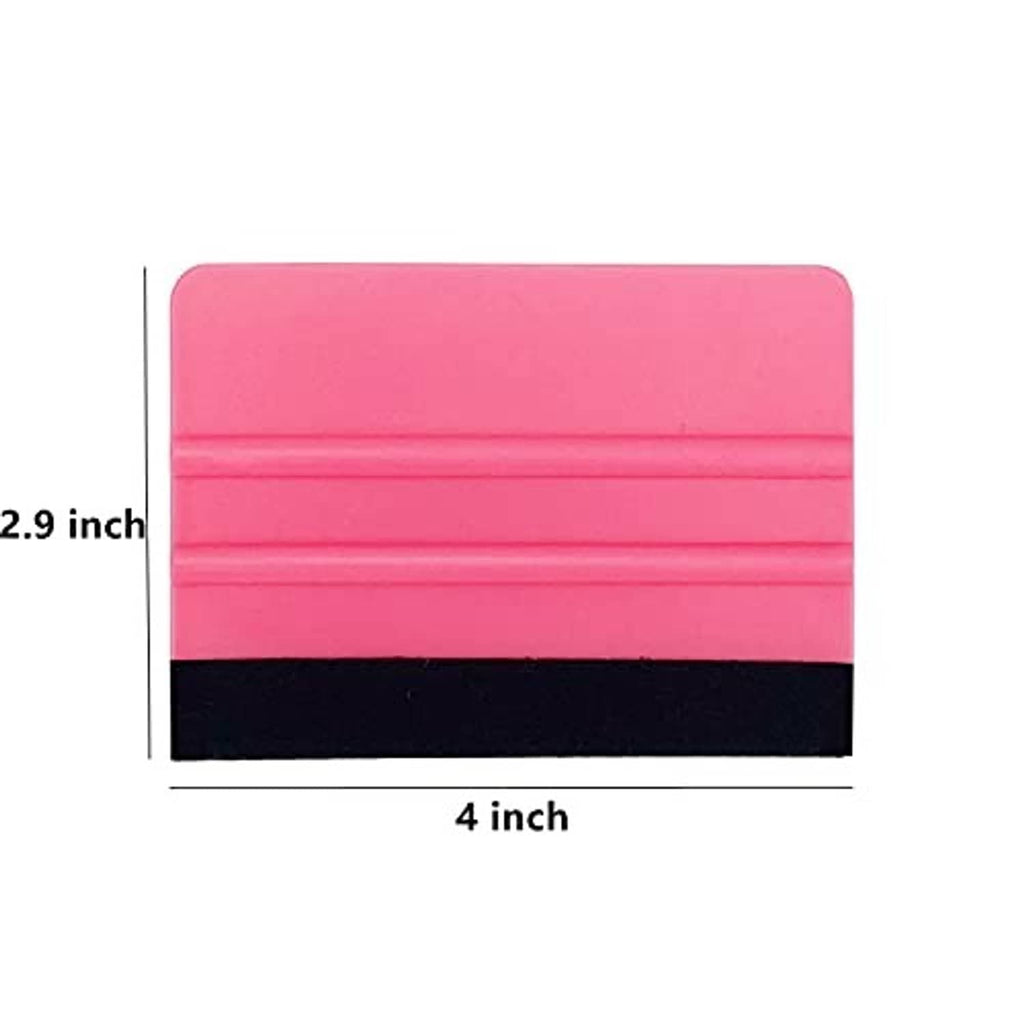 Pink vinyl squeegee tool with black felt bottom edge, 4-inch wide