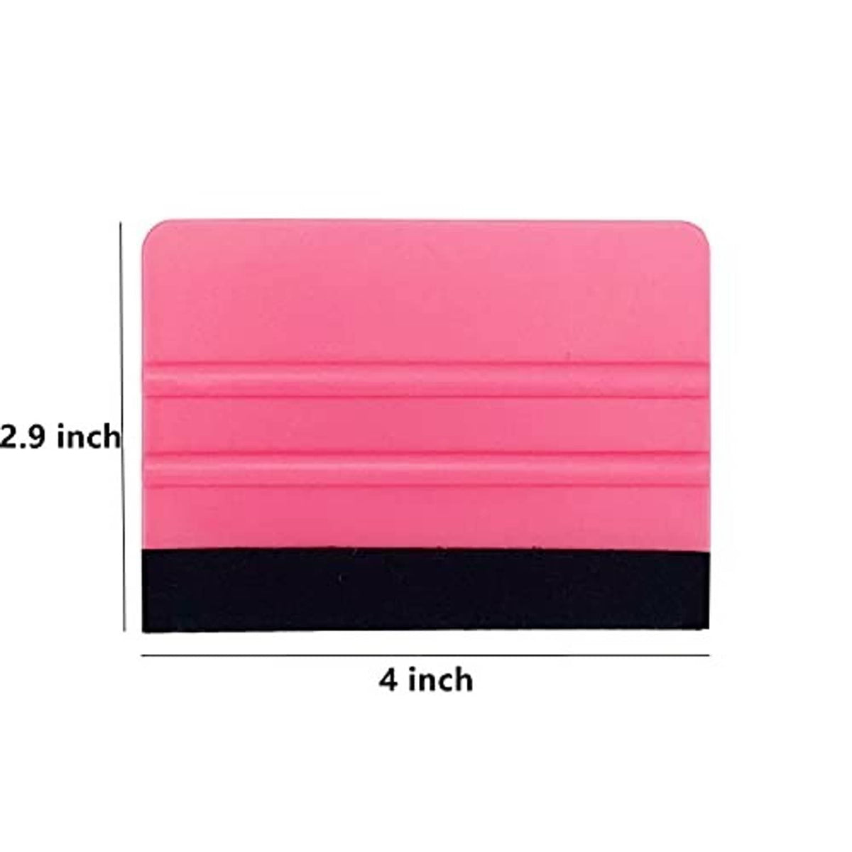 Pink vinyl squeegee tool with black felt bottom edge, 4-inch wide