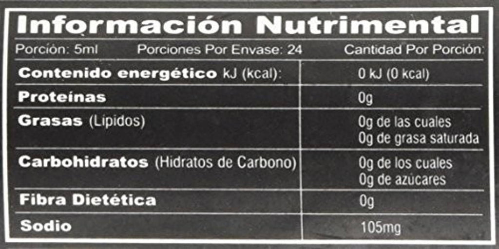 Nutrition facts label panel on a habanero sauce bottle