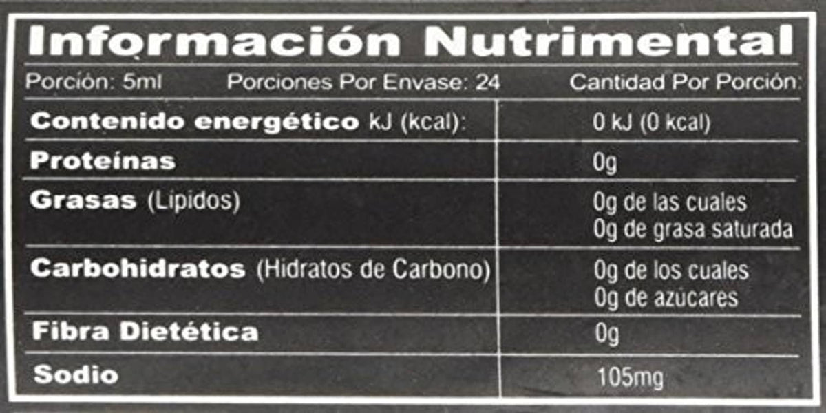 Nutrition facts label panel on a habanero sauce bottle