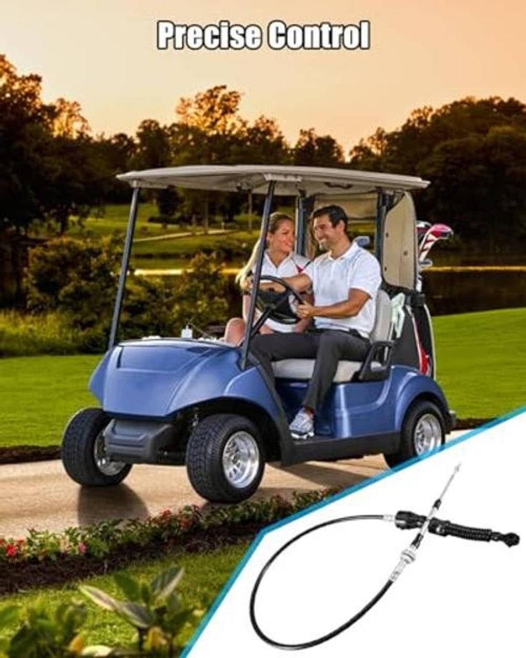 Golf cart with inset transmission shift cable assembly at lower right
