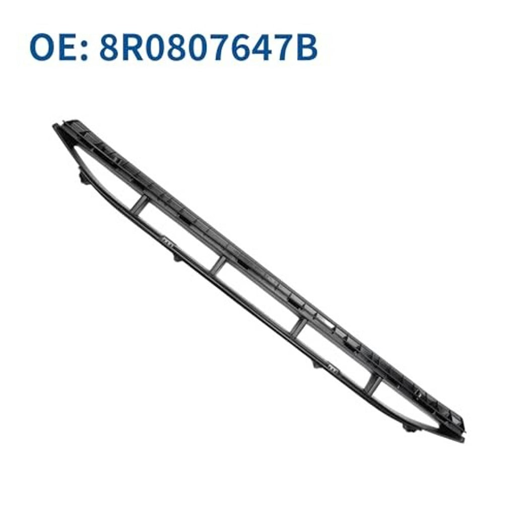 Front lower hood bumper grille grill insert, angled view, black plastic