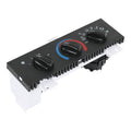 Manual climate control panel with three black knobs and blue/red temperature dial