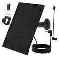 Black solar panel charger with mounting arm and coiled power cable