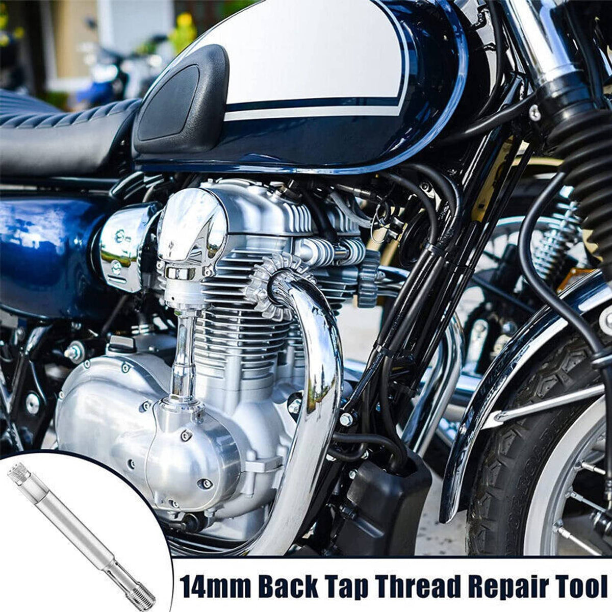 Silver back tap thread repair tool for engine spark plug hole threading
