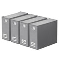 Gray foldable sheet storage set of 4 with lidded boxes and round pull handles