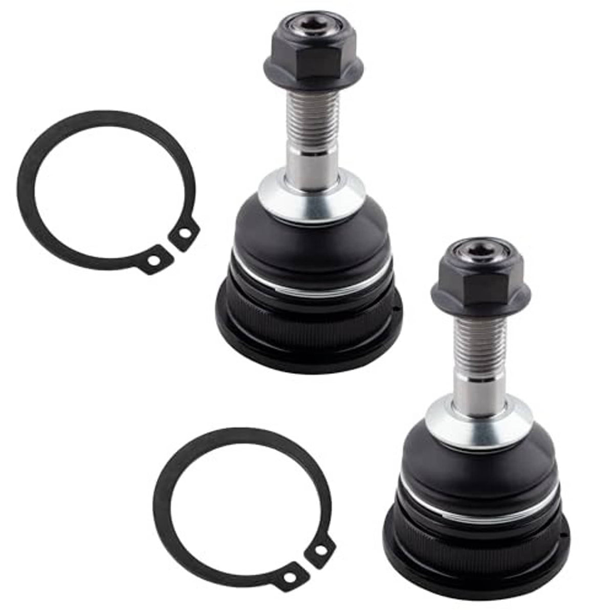 Front ball joint kit with two ball joints, black boots, and included sealing rings