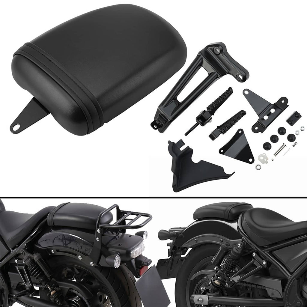 Black passenger seat with footpeg and mounting bracket set