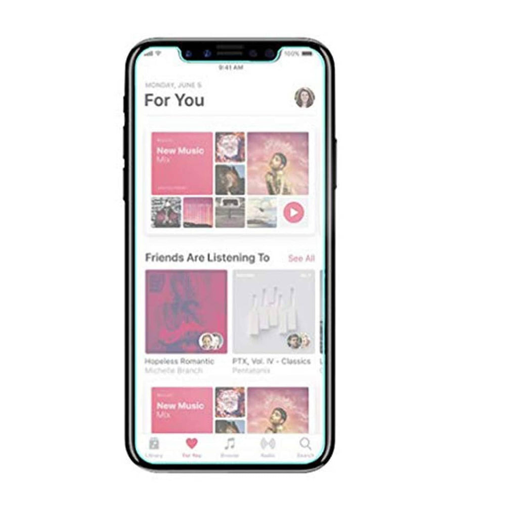 iPhone screen protector with Mr.shield glass film on dark display