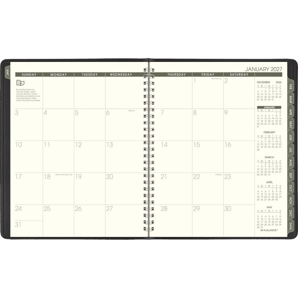 Open monthly calendar planner view for January 2027 with day grid and tab labels