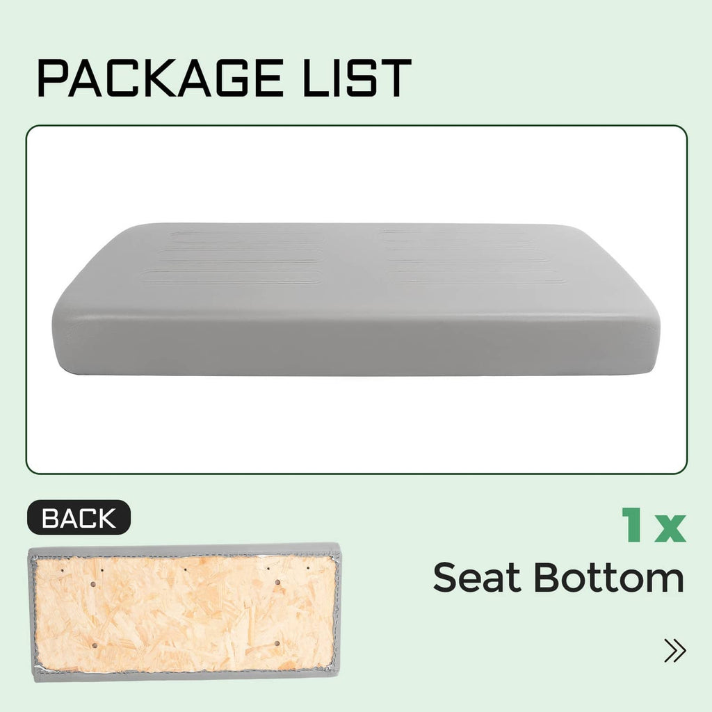 Front seat bottom cushion product package view, light gray seat cushion