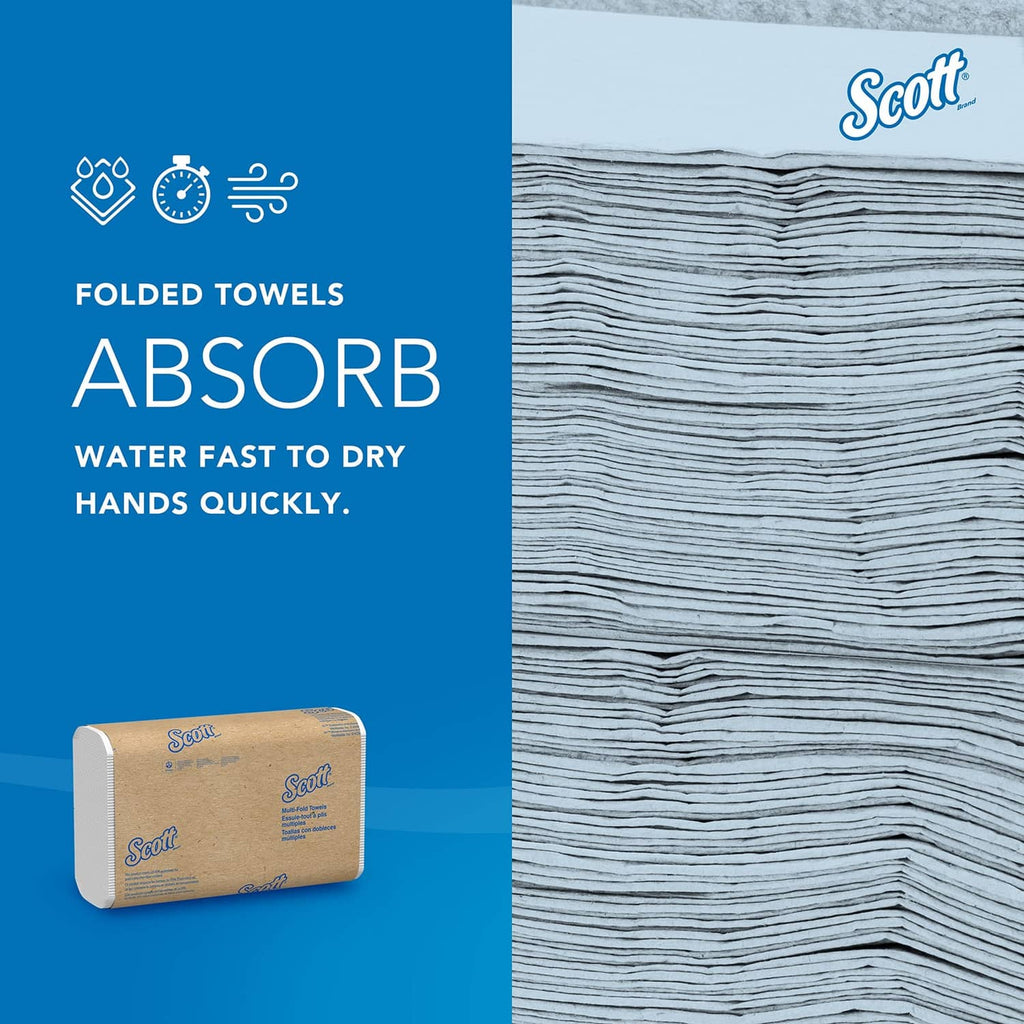 Absorbent multi-fold paper towel sheets stack, layered folded white towels