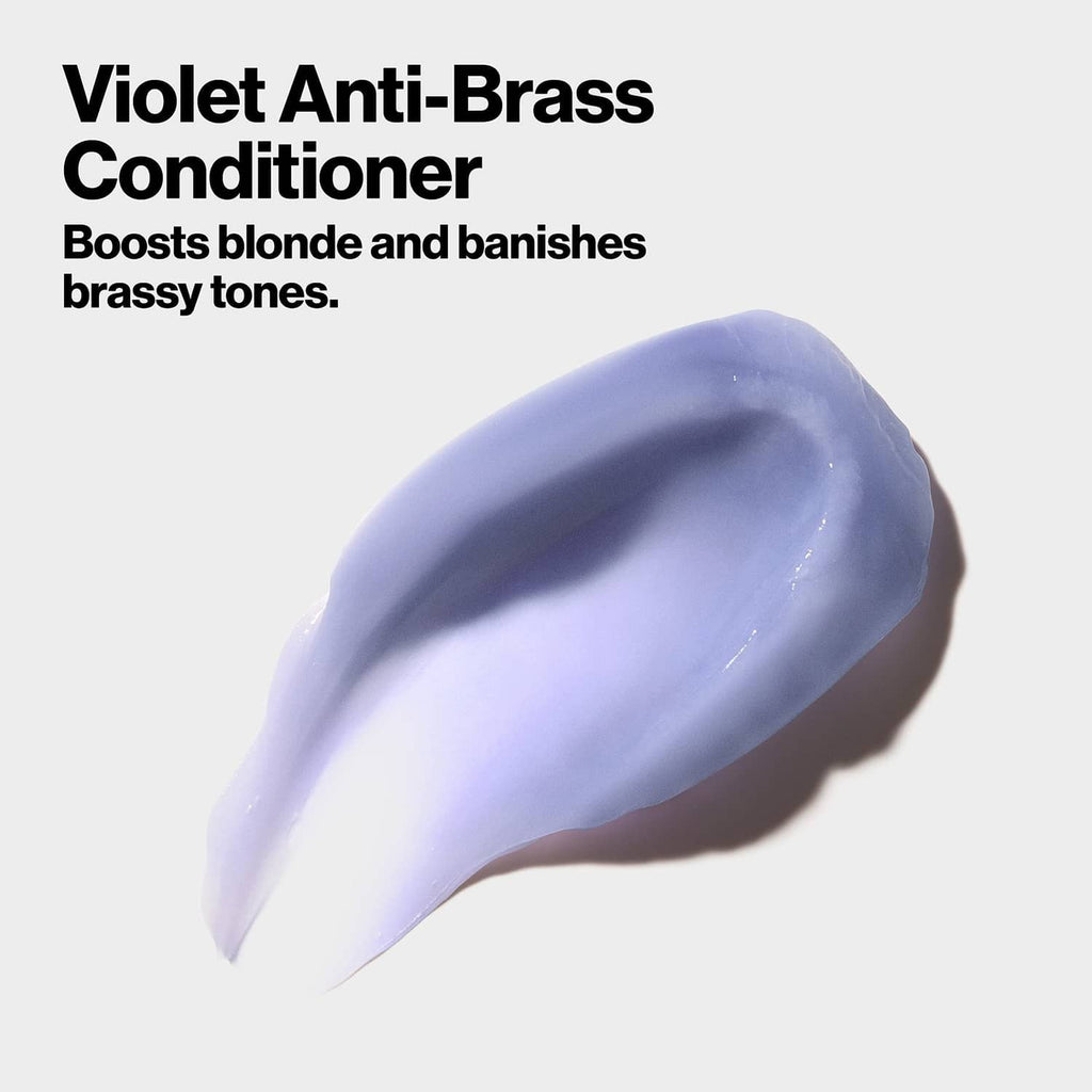 Violet anti-brass conditioner, purple gel swatch