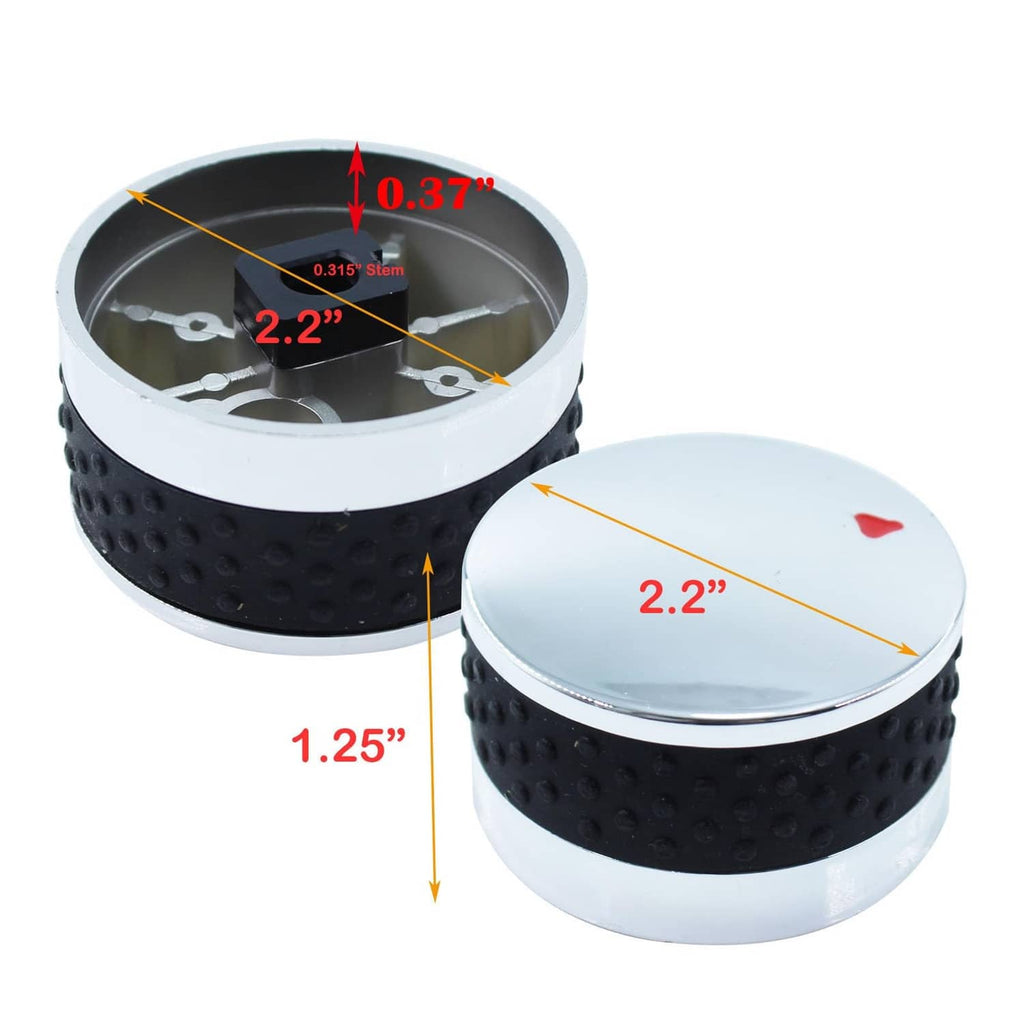 Propane control knob replacement, black texture grip, silver top; 2.2 in diameter shown