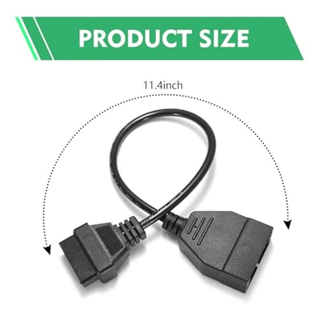 Diagnostic adapter cable showing black multi-pin connectors connected by a looped wire