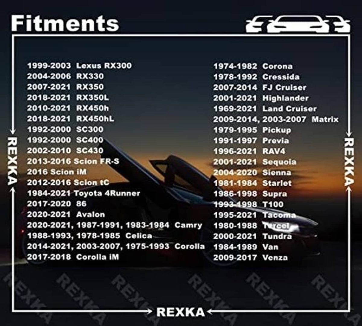 REXKA fitment chart for rear differential oil drain plug gasket models