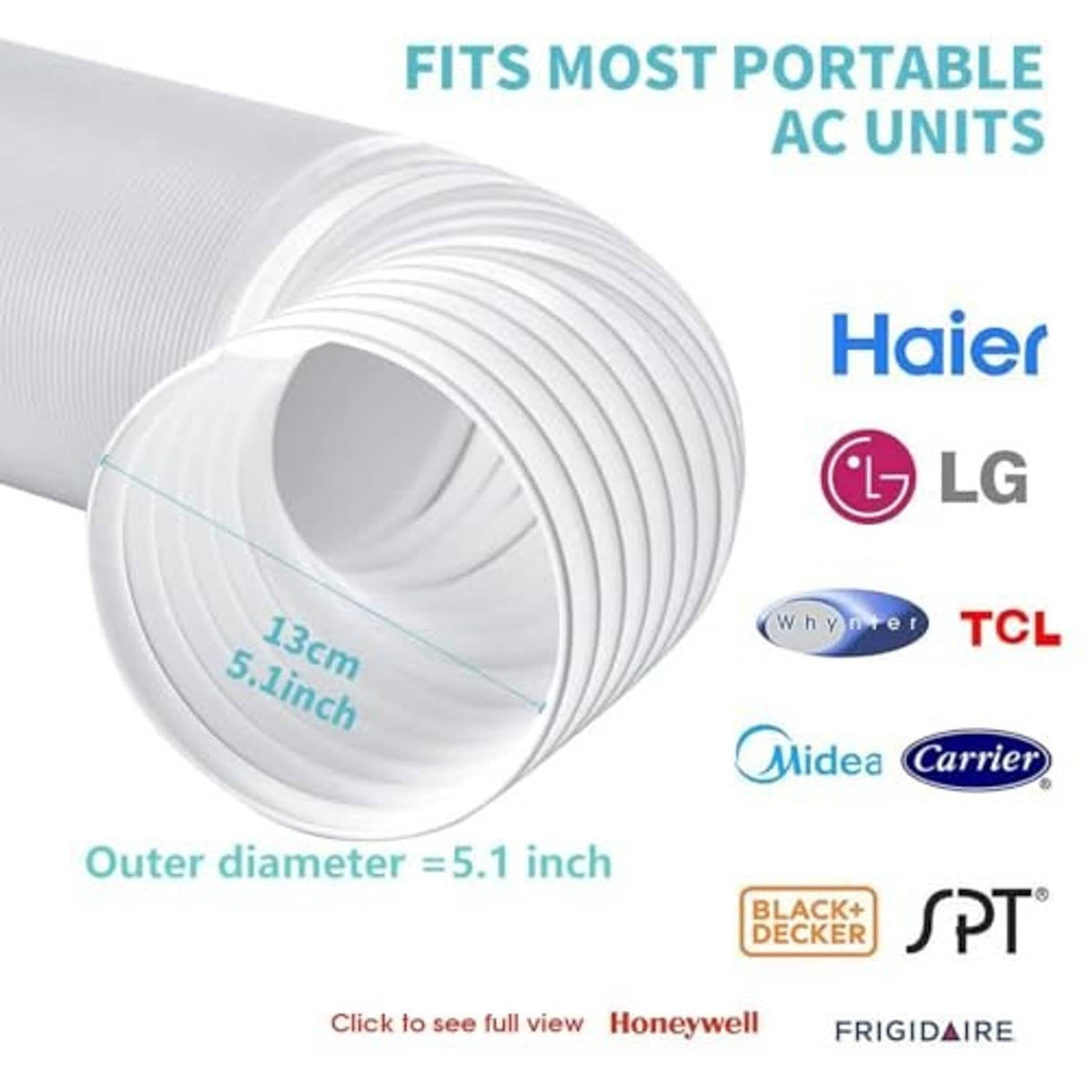 White round exhaust hose connector with ribbed flexible tubing