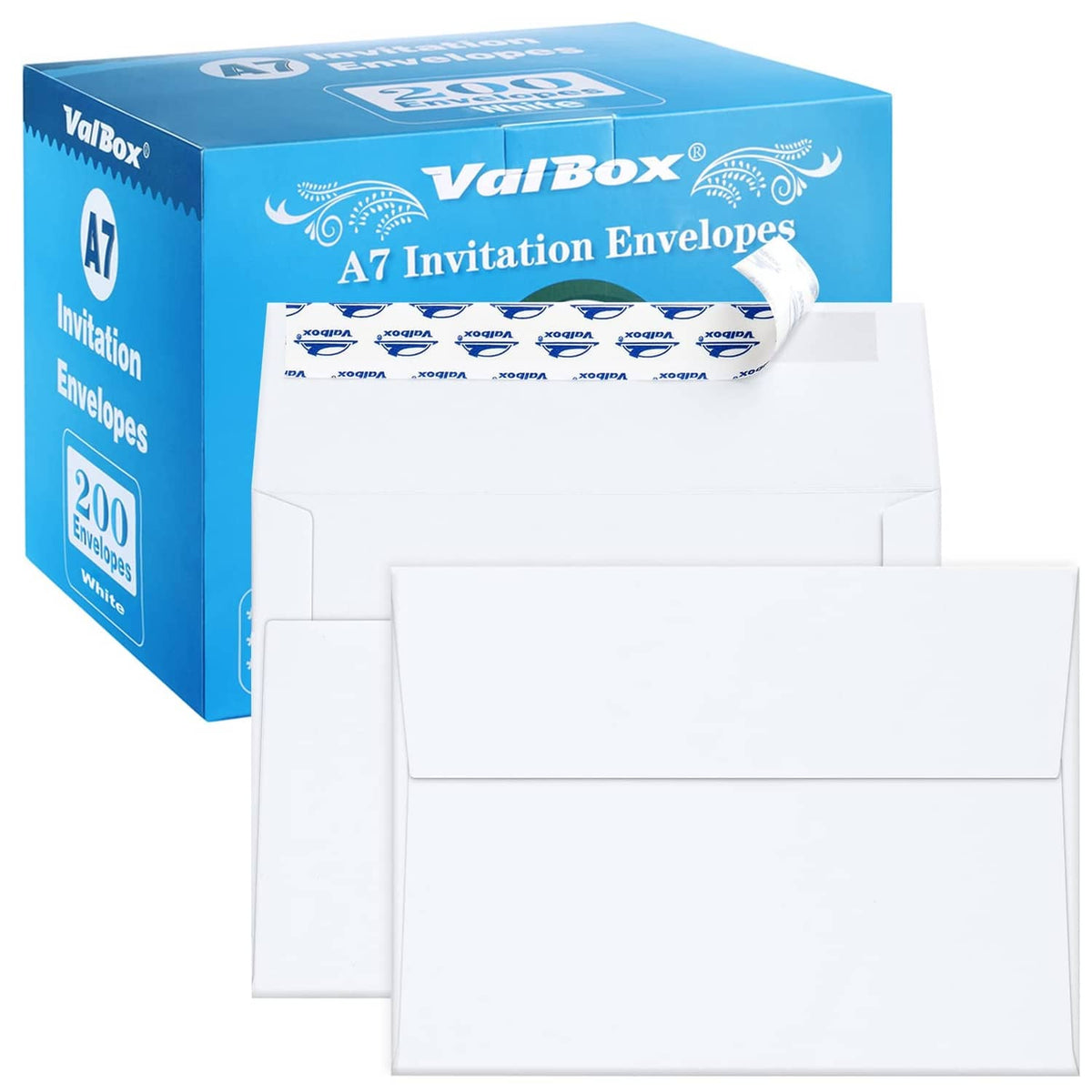 A7 invitation envelopes, white kraft paper, self-seal, 5x7, 200-pack box