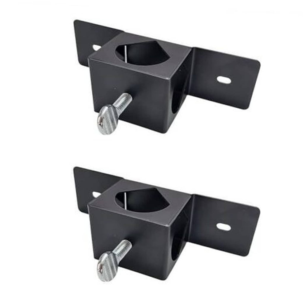 Universal deck pole mount bracket set, black with bolt and mounting plate, 2-pack