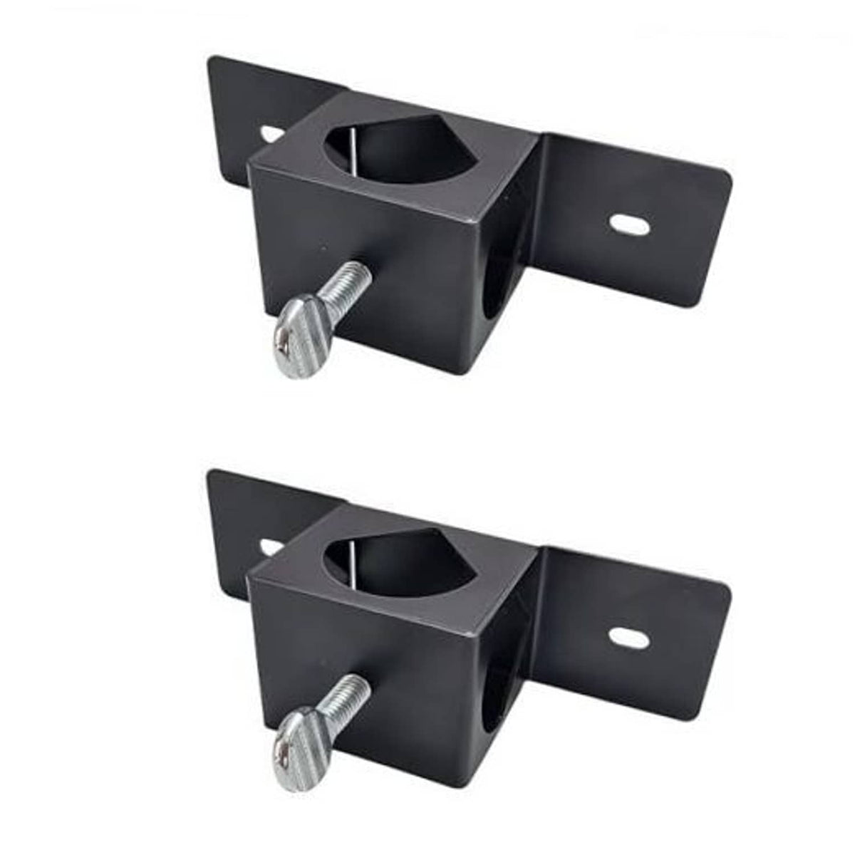 Universal deck pole mount bracket set, black with bolt and mounting plate, 2-pack