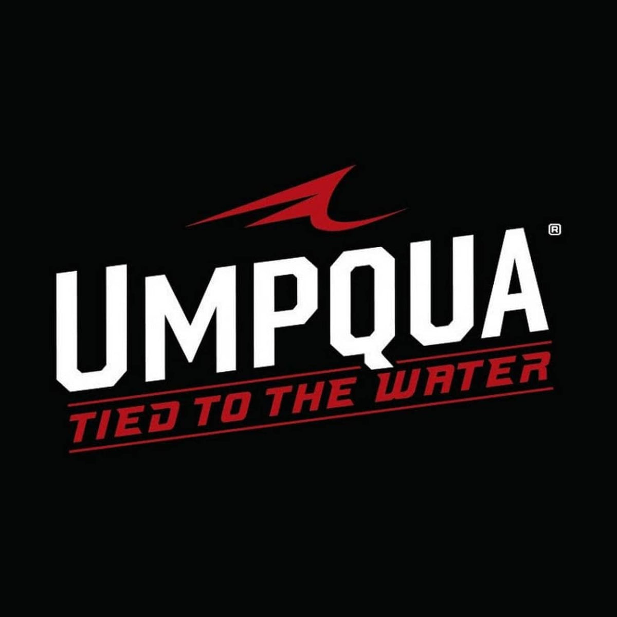 Umpqua logo emblem with Tied to the Water text