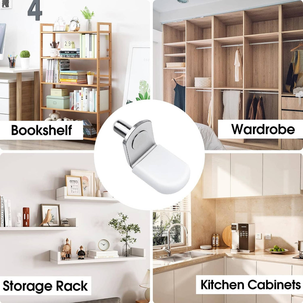 White and silver shelf peg with protective cap, replacement for shelving units