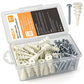 Incly drywall anchor kit with plastic anchors and self-drilling screws, 100-piece set