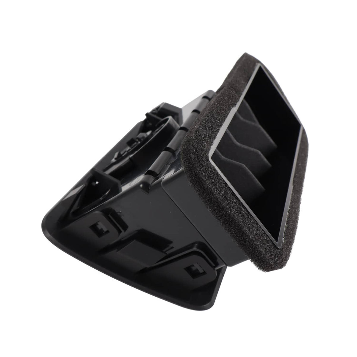 Dashboard A/C air vent mount with foam pad and plastic housing, dark gray/black.