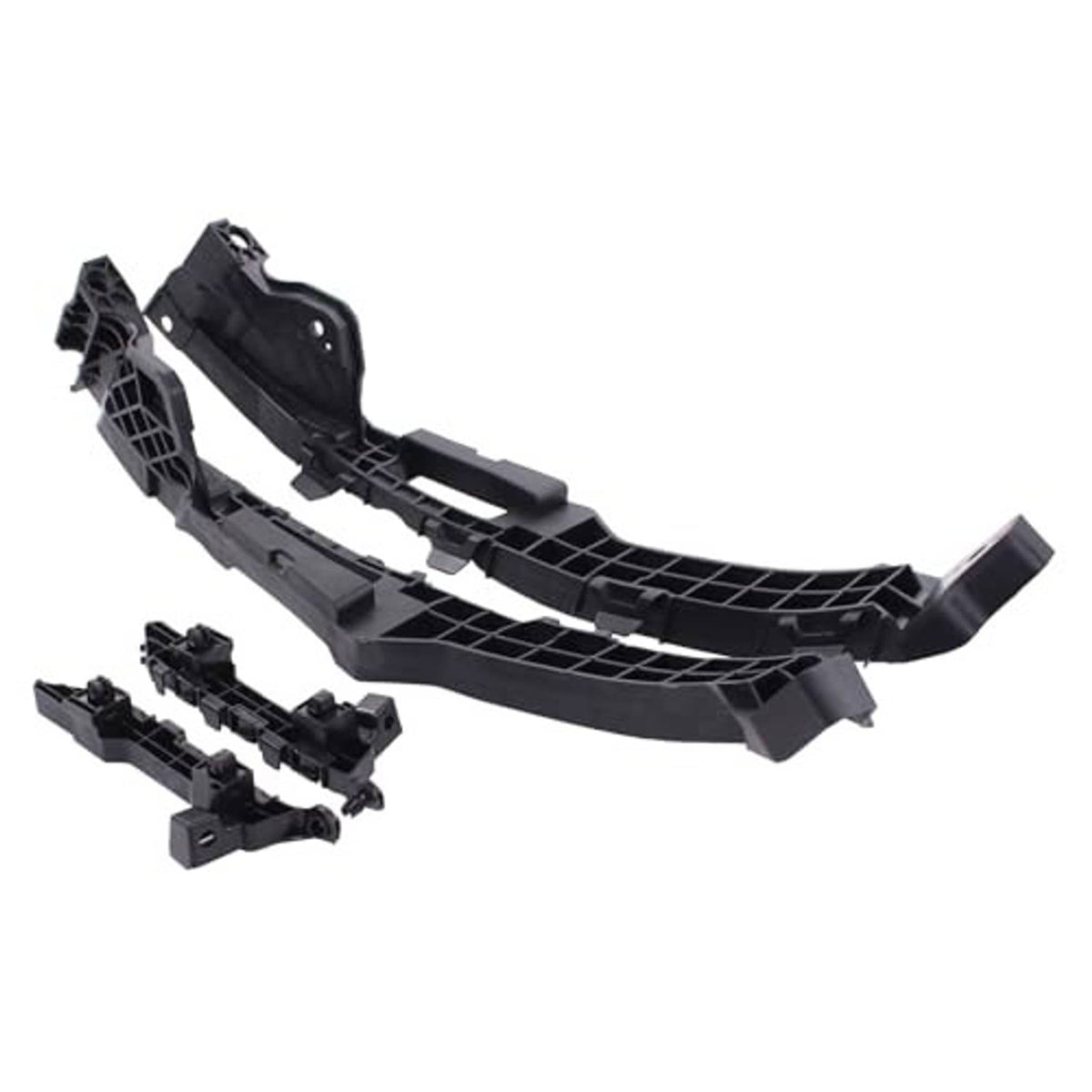 Black bumper headlight bracket mount retainer kit with support bar and included fasteners
